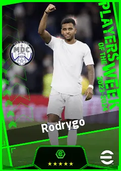 Rodrygo eFootball 2026 player card, 95 OVR CF