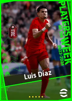 Luis Díaz eFootball 2026 player card, 95 OVR LWF