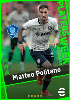 Matteo Politano eFootball 2026 player card, 93 OVR RWF