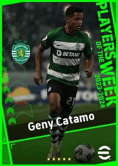 Geny Catamo eFootball 2026 player card, 92 OVR RB