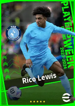 Rico Lewis eFootball 2026 player card, 93 OVR DMF