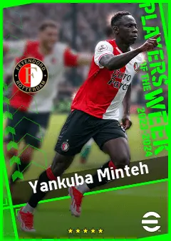 Yankuba Minteh eFootball 2026 player card, 91 OVR RWF