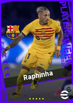 Raphinha eFootball 2026 player card, 93 OVR LWF