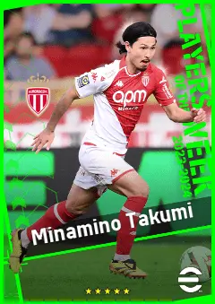 Minamino Takumi eFootball 2026 player card, 91 OVR LMF