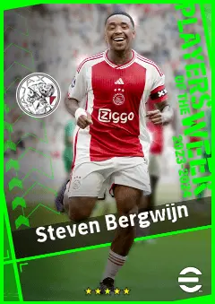 Steven Bergwijn eFootball 2026 player card, 93 OVR LWF