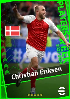 Christian Eriksen eFootball 2026 player card, 92 OVR AMF