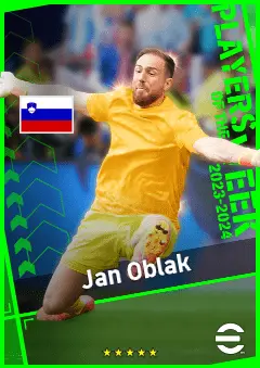 Jan Oblak eFootball 2026 player card, 95 OVR GK