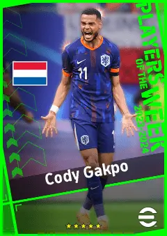 Cody Gakpo eFootball 2026 player card, 94 OVR LWF