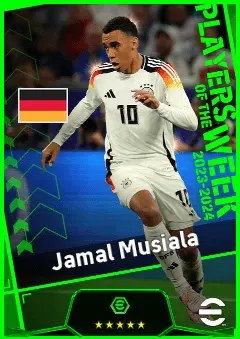Jamal Musiala eFootball 2026 player card, 96 OVR RWF