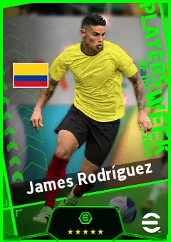 James Rodríguez eFootball 2026 player card, 92 OVR RWF