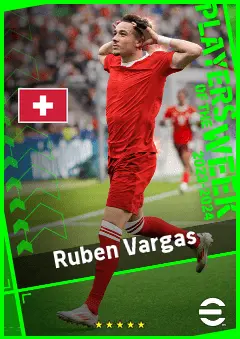 Ruben Vargas eFootball 2026 player card, 91 OVR LMF