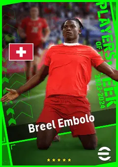 Breel Embolo eFootball 2026 player card, 92 OVR CF