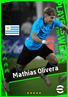 Mathías Olivera eFootball 2026 player card, 92 OVR CB