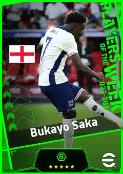 Bukayo Saka eFootball 2026 player card, 96 OVR RMF