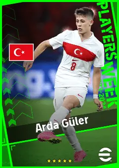 Arda Güler eFootball 2026 player card, 92 OVR RMF