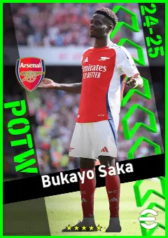 Bukayo Saka eFootball 2026 player card, 96 OVR RWF