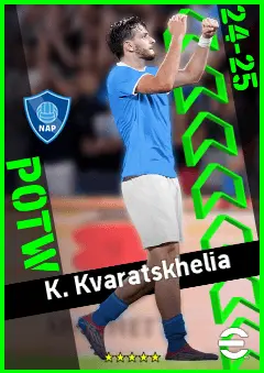 K. Kvaratskhelia eFootball 2026 player card, 95 OVR AMF