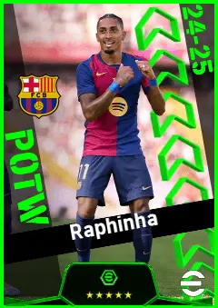 Raphinha eFootball 2026 player card, 93 OVR LMF