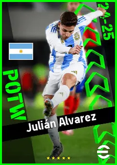 Julián Alvarez eFootball 2026 player card, 95 OVR CF