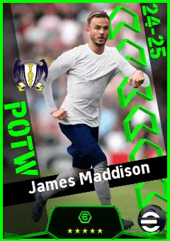 James Maddison eFootball 2026 player card, 93 OVR CMF