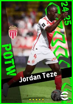 Jordan Teze eFootball 2026 player card, 92 OVR RB