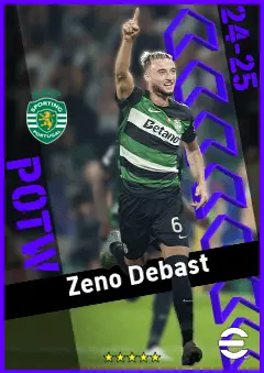Zeno Debast eFootball 2026 player card, 92 OVR CB