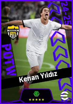 Kenan Yıldız eFootball 2026 player card, 91 OVR LWF