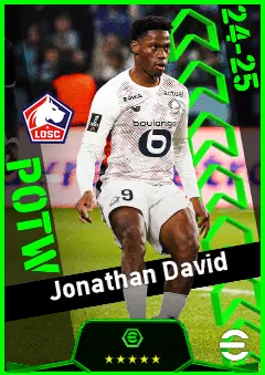 Jonathan David eFootball 2026 player card, 94 OVR CF