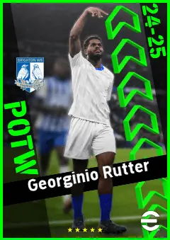 Georginio Rutter eFootball 2026 player card, 92 OVR AMF