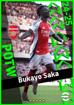 Bukayo Saka eFootball 2026 player card, 96 OVR RMF