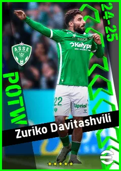 Zuriko Davitashvili eFootball 2026 player card, 92 OVR LWF