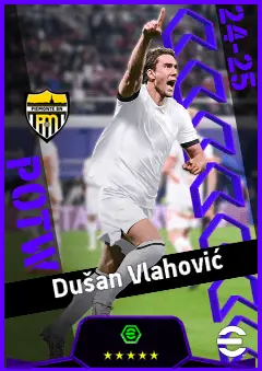 Dušan Vlahović eFootball 2026 player card, 94 OVR CF