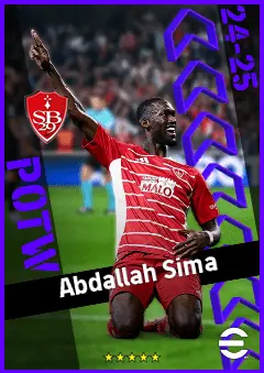 Abdallah Sima eFootball 2026 player card, 91 OVR LMF