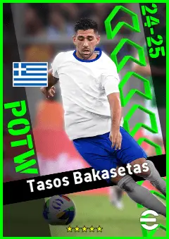 Tasos Bakasetas eFootball 2026 player card, 92 OVR AMF