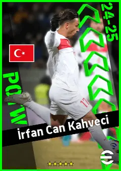 İrfan Can Kahveci eFootball 2026 player card, 91 OVR RMF