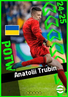 Anatolii Trubin eFootball 2026 player card, 93 OVR GK