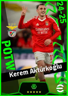 Kerem Aktürkoğlu eFootball 2026 player card, 92 OVR AMF