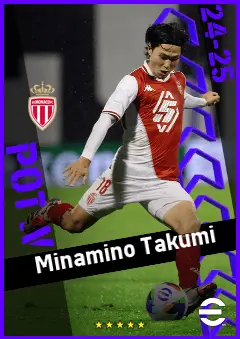 Minamino Takumi eFootball 2026 player card, 92 OVR AMF