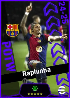 Raphinha eFootball 2026 player card, 93 OVR LMF