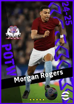 Morgan Rogers eFootball 2026 player card, 92 OVR AMF