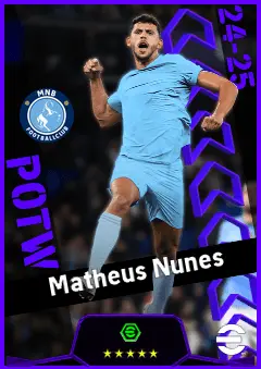 Matheus Nunes eFootball 2026 player card, 93 OVR LWF