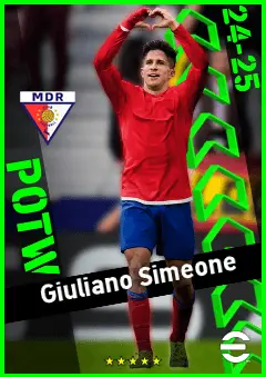 Giuliano Simeone eFootball 2026 player card, 90 OVR RMF