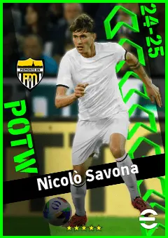 Nicolò Savona eFootball 2026 player card, 90 OVR RB
