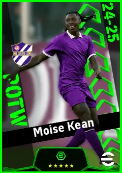 Moise Kean eFootball 2026 player card, 91 OVR CF