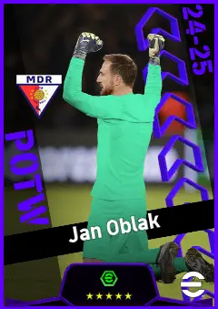 Jan Oblak eFootball 2026 player card, 95 OVR GK