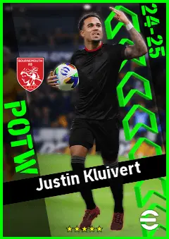 Justin Kluivert eFootball 2026 player card, 93 OVR AMF