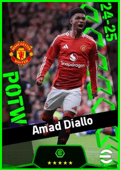 Amad Diallo eFootball 2026 player card, 94 OVR RMF