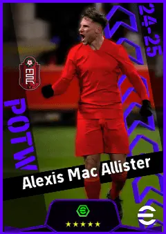 Alexis Mac Allister eFootball 2026 player card, 95 OVR CMF