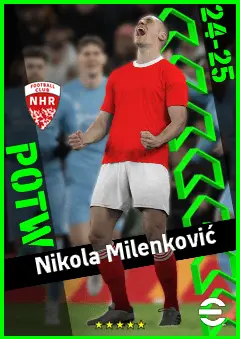 Nikola Milenković eFootball 2026 player card, 93 OVR CB