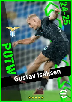 Gustav Isaksen eFootball 2026 player card, 93 OVR RMF